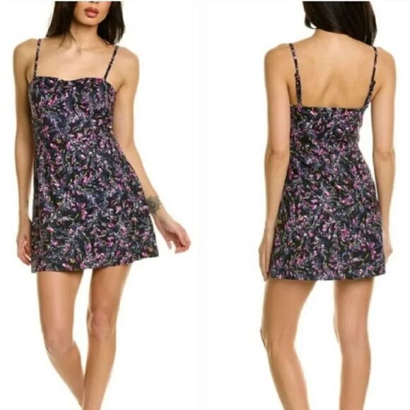 NEW French Connection Whisper Light Sweet Floral Mini Dress in Black Size 12 - Picture 7 of 12